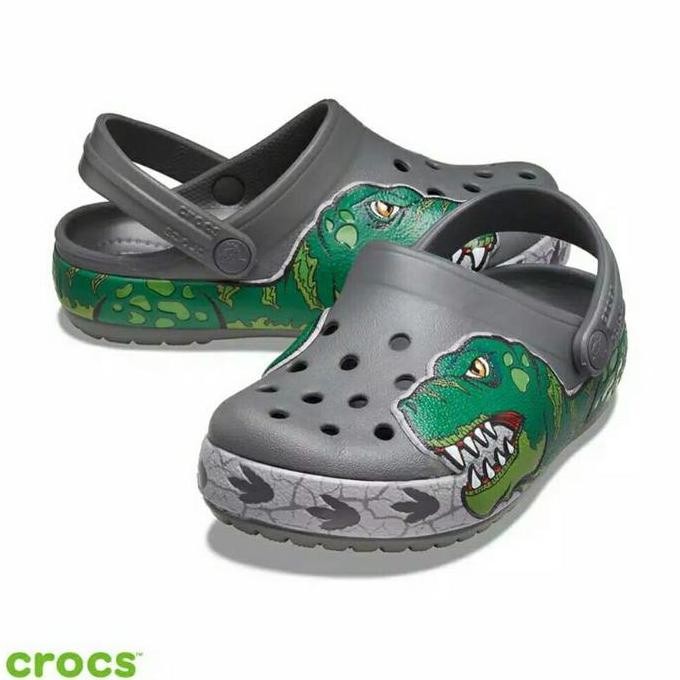 Sandal Crocs Anak Led Crocslight Dinosaur Original Junior Termurah