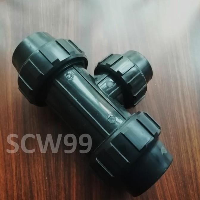 Tee Reducer HDPE 2 x 1" Inch Compression Fitting Sambungan Pipa