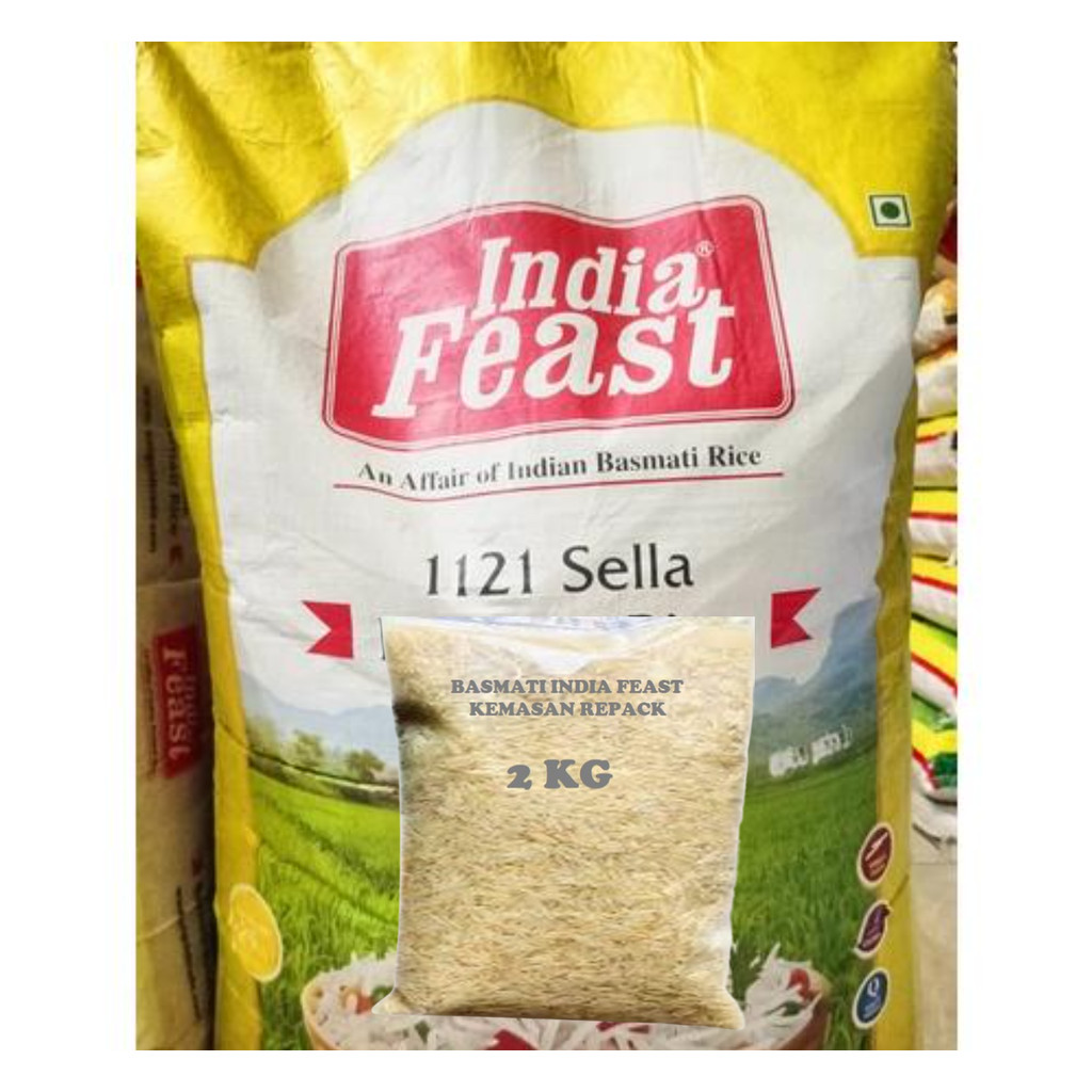 

Beras basmati INDIA FEAST 1121 Sella Kemasan Repack 2kg Basmati Rice