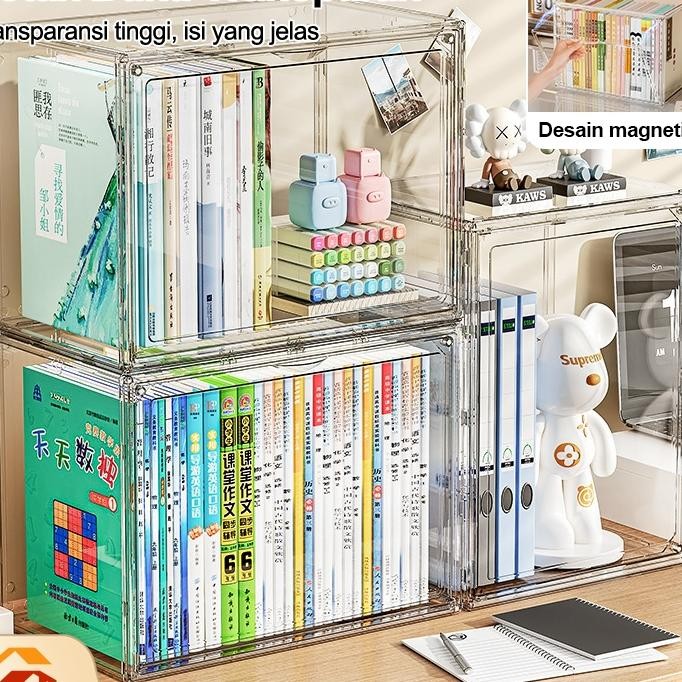 Sweet Life Kotak Penyimpanan Buku Kotak Penyimpanan Transparan Kotak Display Akrilik Rak Buku Deskto