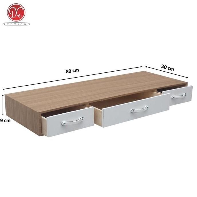 Dections Meja Laci Minimalis Gantung 80X30Cm Meja Rias Tempel Dinding 3 Penyimpanan Aesthetic Co