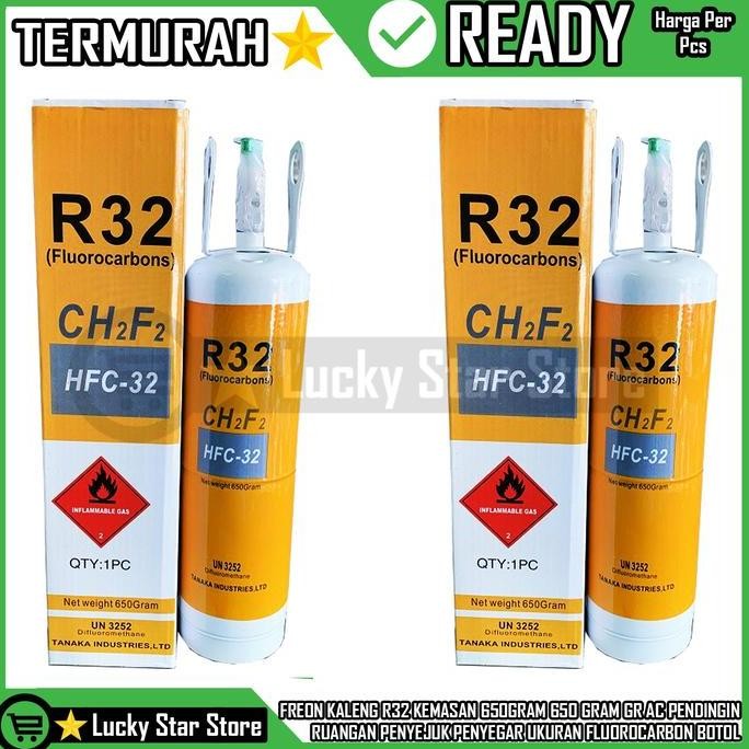 Freon Kaleng R32 Kemasan 650Gram 650 Gram Gr Ac Pendingin Ruangan Penyejuk Penyegar Ukuran Fluorocar