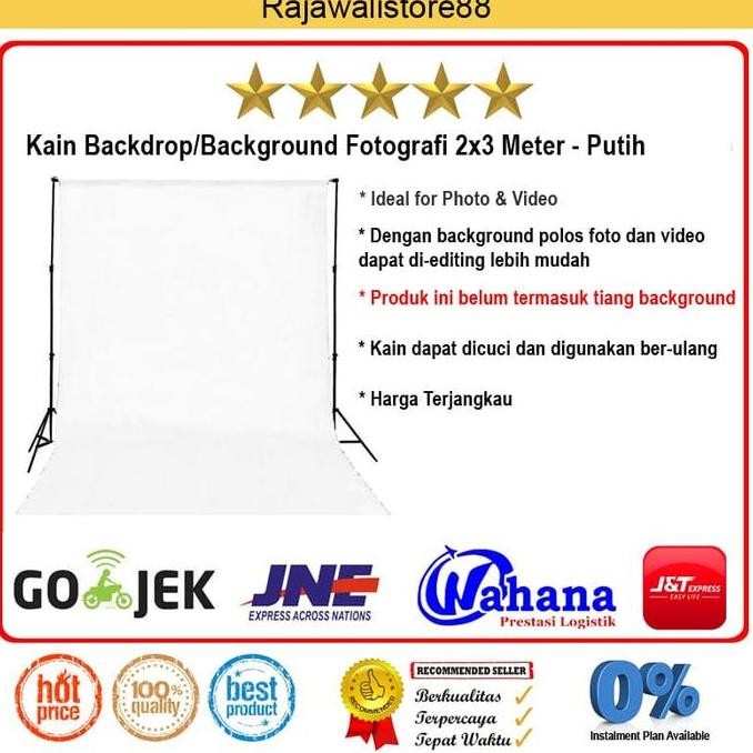 TERBARU - Kain Background/Backdrop Studio Fotografi 2x Meter - Putih