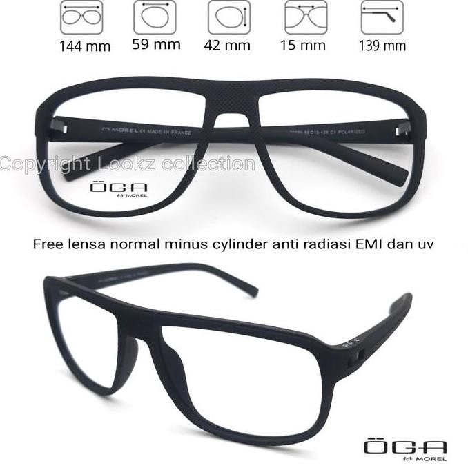 Frame kacamata Lebar OGA MOREL semi sport gratis lensa radiasi EMI 2108