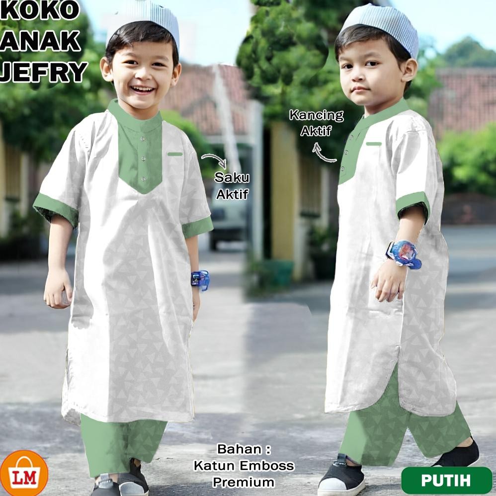 Gf-5 Setelan Koko Anak Jefri, Stelan Jubah Anak, Baju Koko Trendy, Baju Lebaran Baju Koko Anak Lm 21