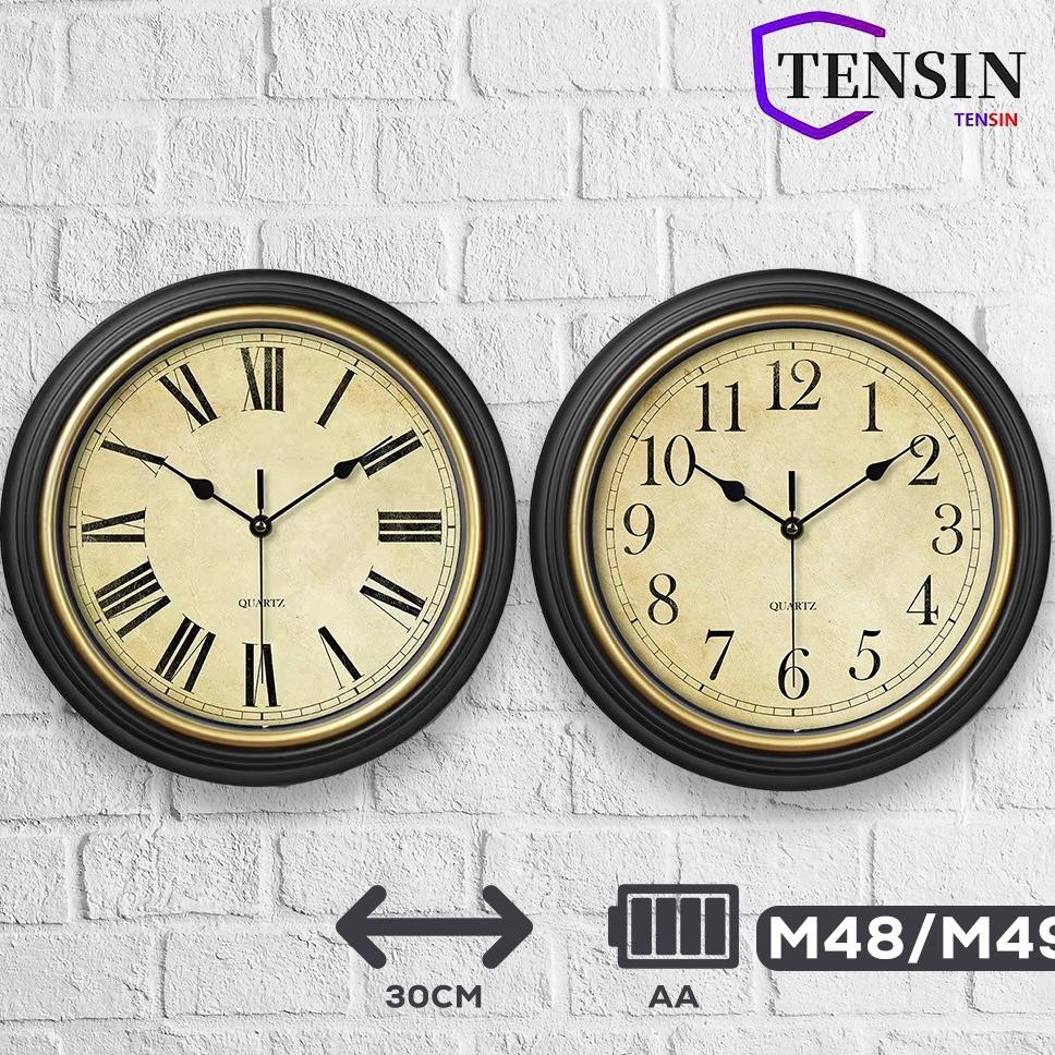 Tensin Jam Dinding Vintage M48M49 Jam Dinding Aesthetic 30Cm Jam Dinding Tempel Jam Besar Jam Dindin