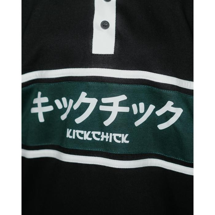 Bisa Cod Kickchick Polo Rugby Shirt Kimono Black & Maroon | Baju Berkerah | Kaos Kasual Formal | Kcp