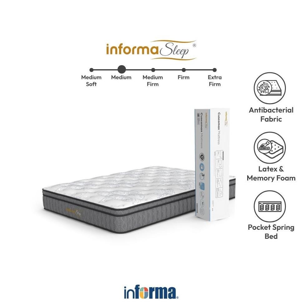Informa Sleep 180X200X28 cm Cuscomax Kasur Pocket Spring Bed In Box Mattress Matras Kasur Tidur Perl