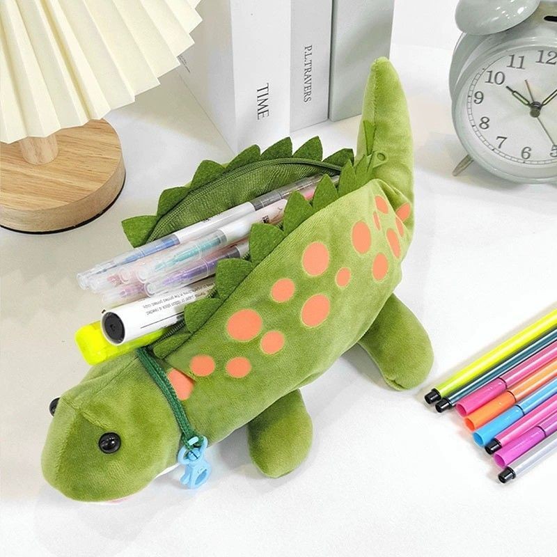 

[Saror]Kotak Pensil Plush Dinosaurus Mainan Kotak Pensil Kartun Tas Alat Tulis Kapasitas Besar