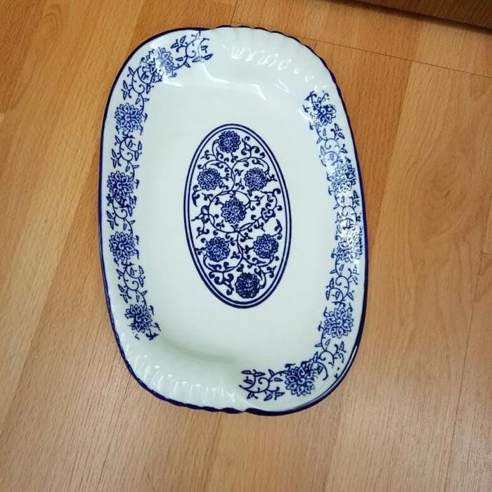 (Ready) Piring Saji Keramik Persegi Semi Oval Kecil Ukuran 16 X 24 Bestseller