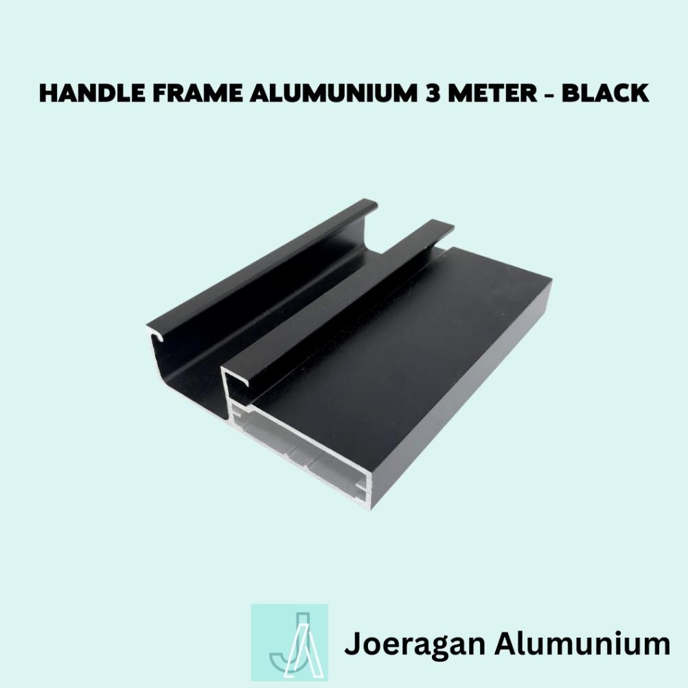 FRAME Aluminium HITAM Handle Kaca Pintu Lemari Kitchen Profil 3 meter aSt