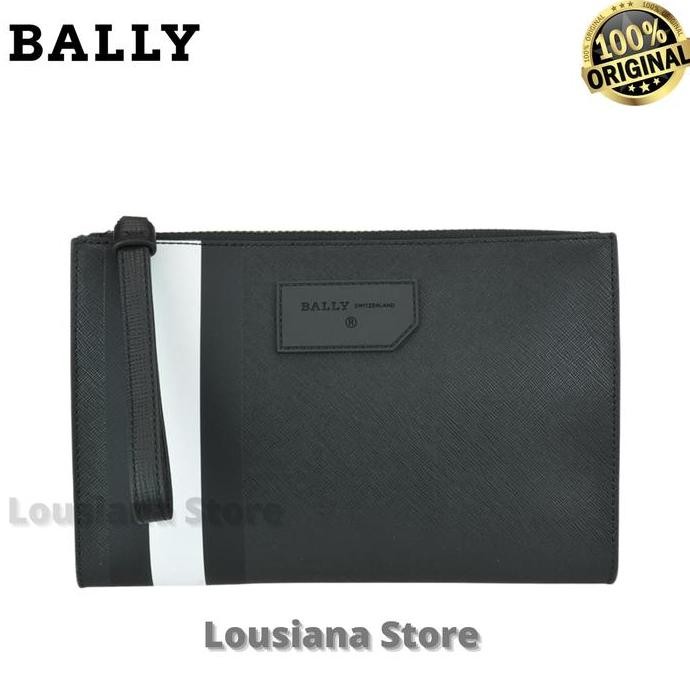 Bally Coated Canvas Clutch Bag In Black (100% Authentic)