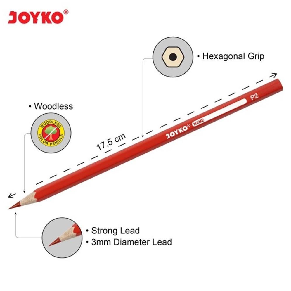 

G-24 Nas Joyko Pensil Warna 12 24 Warna / Woodless Color Pencils Hexagonal Grips Joyko Panjang Isi 24 Pcs Cp-104 Cp-100 G-24