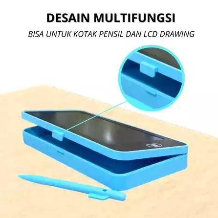 

Aw89 Pom Kotak Pensil Case Lcd Writing Drawing Box Case Pencil Drawing Pad Edukasi 2In1