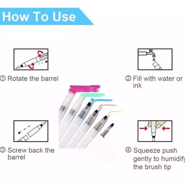 

Dg-78 Kuas Cat Air Lembut Untuk Melukis / Menggambar Berkapasitas Besar Batang Panjang Pena Air Kepala Lembut Runcing Kepala Datar Sikat Penyimpanan Air Pena Penyerap Sikat Kaligrafi Cat Air Dg-78