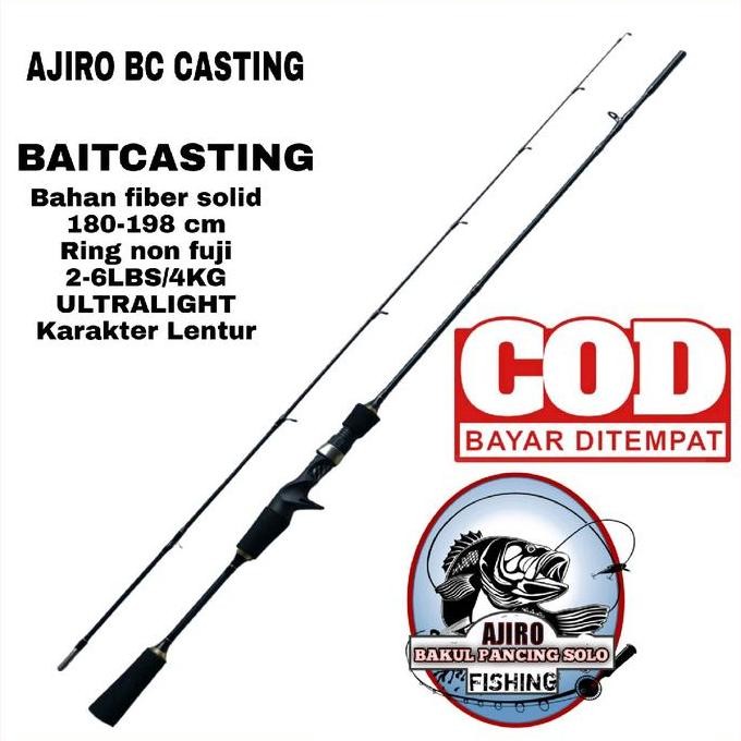 Joran pancing Bc Casting ul ultralight lentur Ajiro Sniper fiber solid 165 180 198