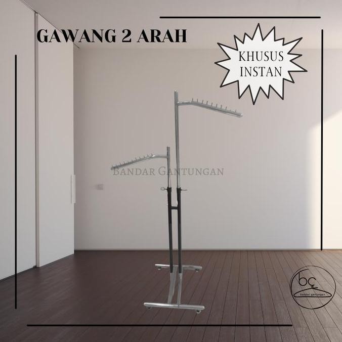 Gawang Baju 2 Arah Display Standing Hanger Baju Besi Gawangan Baju Besi 2 Arah - BH