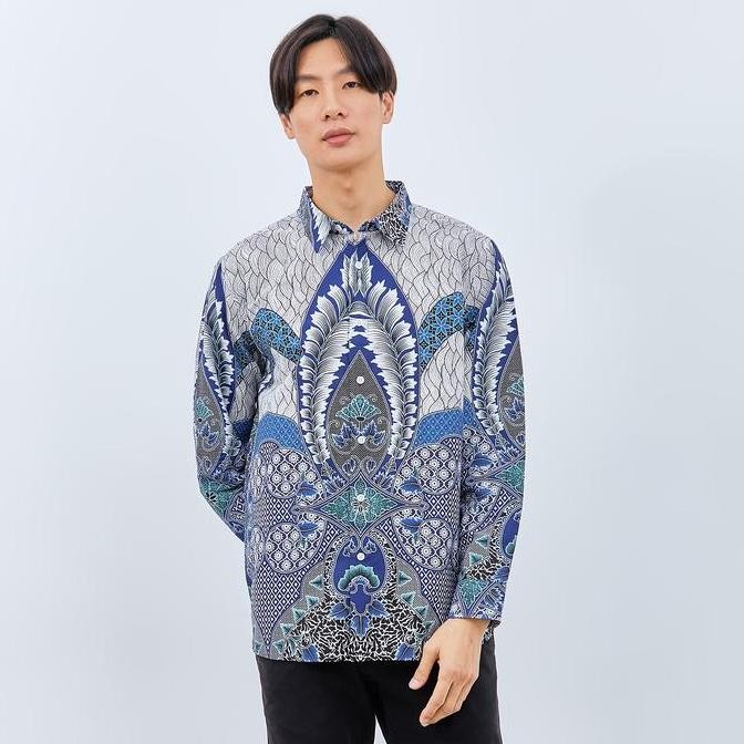 Grosir M231 Kemeja Pria Batik Panjang Biru 1722B