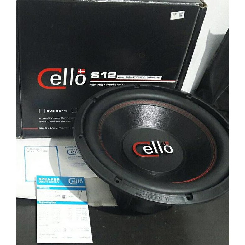TERMURAH - Subwoofer Cello 12" S12 Double Coil Speaker Woofer Audio Mobil