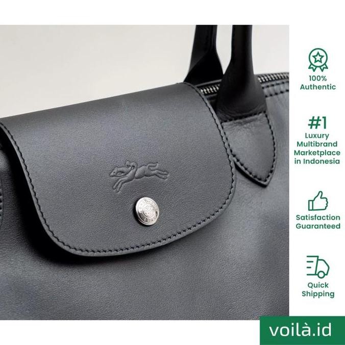 Murah Voilaid Longchamp Le Pliage Xtra Medium Leather Tote Bag Black