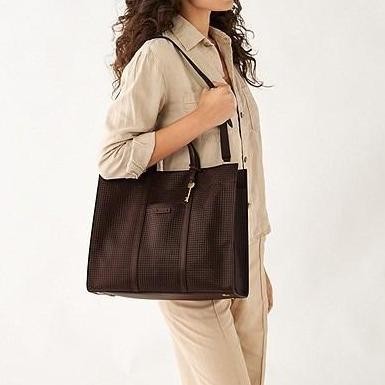 Promo Fossil Carmen Tote Bag Espresso Dark Brown