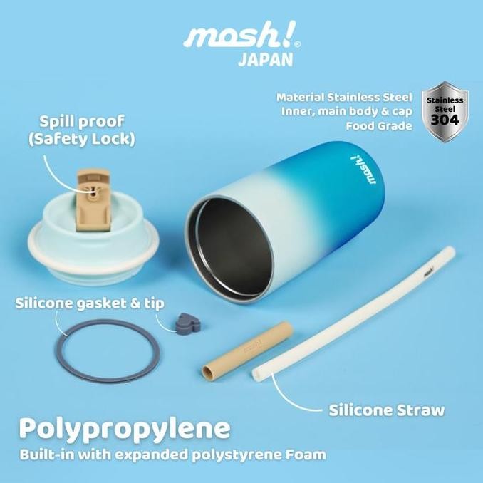 Mosh Latte Straw Gradient Tumbler - Botol Minum Stainless Steel 700ml