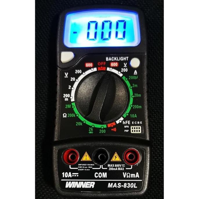 MULTITESTER WINNER MAS-830L BACKLIGHT / MULTIMETER DIGITAL - AVOMETER ORIGINAL DAN TERPERCAYA