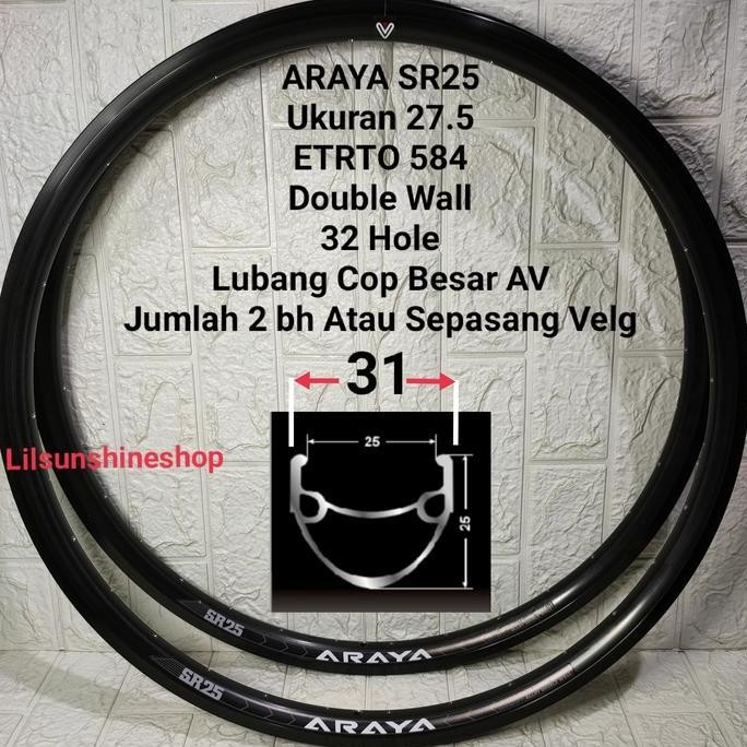 Promo Rims Velg Sepeda MTB 27.5 ARAYA SR25 Lubang 32H Double Wall Ada Brake Line Jumlah Sepasang COD