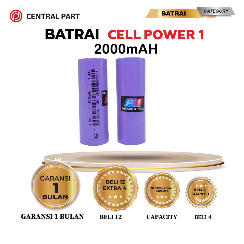 Baterai Rechargeable Cell Power 18650 2000mAh Li-ion 3.7V Cocok Untuk Senter LED, Vape, Mainan RC, D