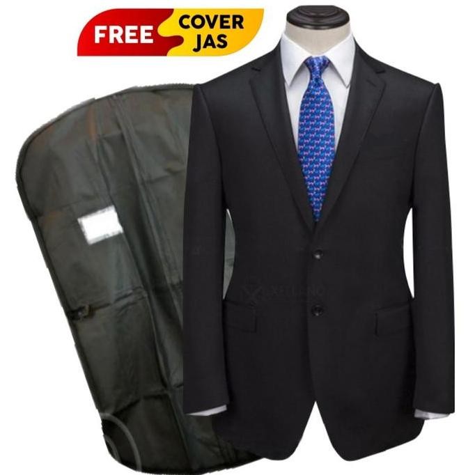 Youngsung Exclusive - Jas Formal Pria Premium Tebal Jas Wisuda Hitam Slimfit Jas Blazer Bonus Cover 