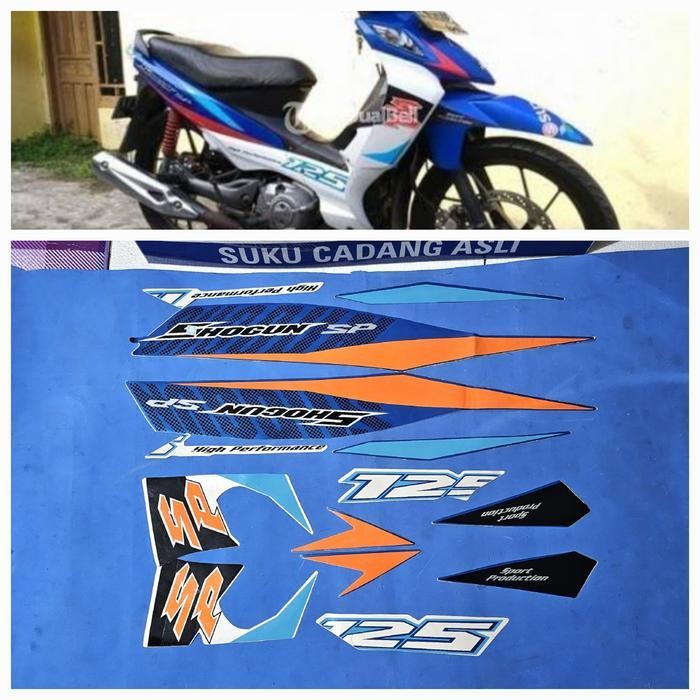 (Diskon) Striping Stiker Lish Ful Body Shogun 125 Sp Fl Robot Biru Putih Bestseller