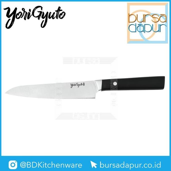 BEBAS ONGKIR - Yori Gyuto Utility Knife 15 cm / Pisau Stainless Steel Gagang Hitam