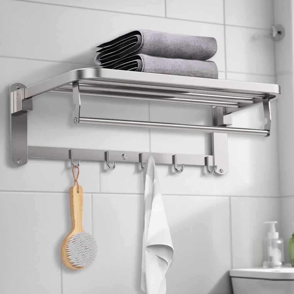 Rak Gantungan Lipat 90 Handuk Kamar Mandi Toilet Jemuran Pasang Dinding 60 cm