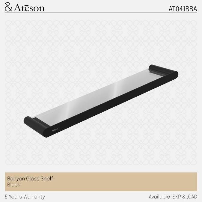 NEW ATESON AT041BBA Rak Kaca Aksesoris Kamar Mandi Hitam