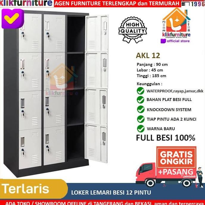 TERLARIS - Lemari Loker Locker Cabinet 12 Pintu Full Besi AKL 12