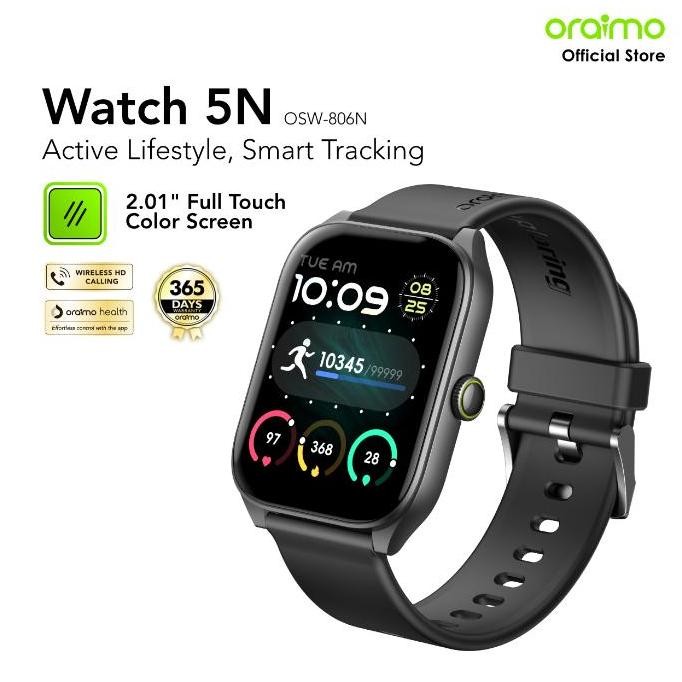 NEW oraimo Watch 5N Smartwatch OSW-806N Jam Tangan Pintar Layar TFT 2.01" Bluetooth Baterai Tahan La