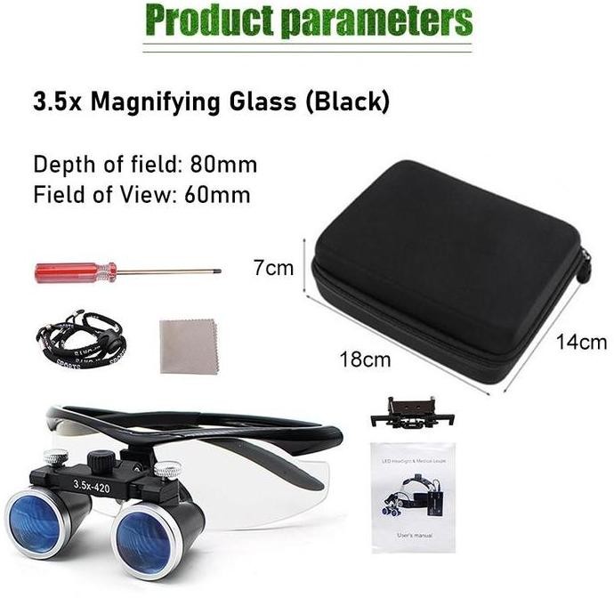 TERLARIS - READY!!! Loupes Gigi Pembesaran 3.5X Teropong Pembesar Medis Kedokteran Gigi Bedah Kaca M