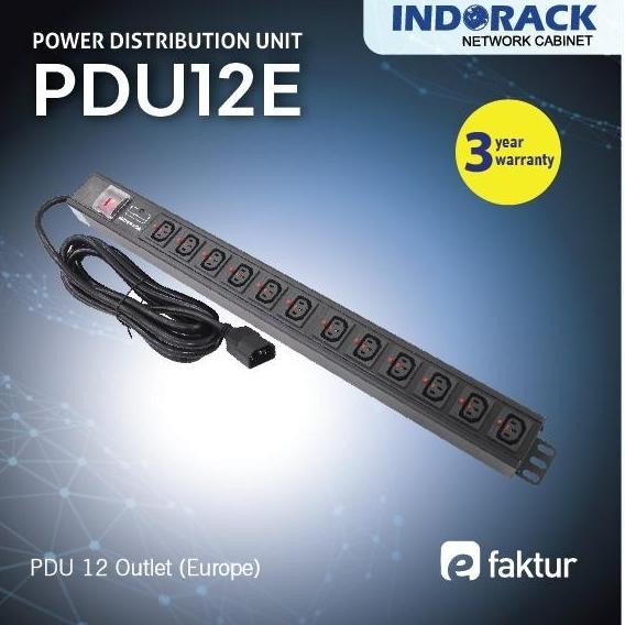 TERBARU - PDU12E - PDU 12 Outlet Europe Socket - INDORACK