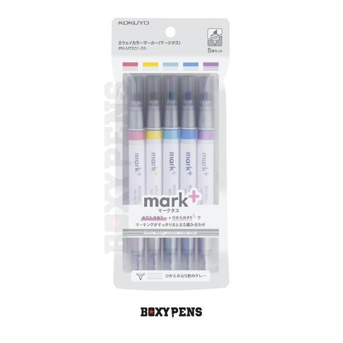 

Kokuyo Mark+ Two Way Color Highlighter Set Gray Series - 5 Colours