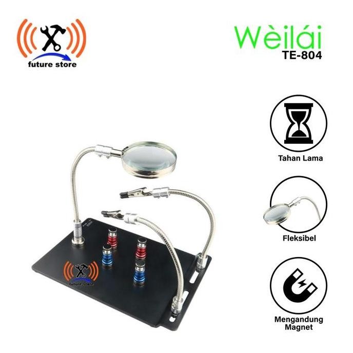 BEBAS ONGKIR - Weilai WL-804 Penjepit PCB Holder + Kaca Pembesar /Jepitan Magnet Ori