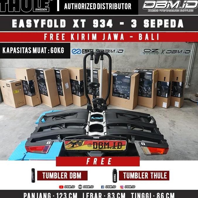 BEBAS ONGKIR - Thule Easyfold XT 934 3 Bike Carrier Rak Sepeda Towing Belakang Mobil