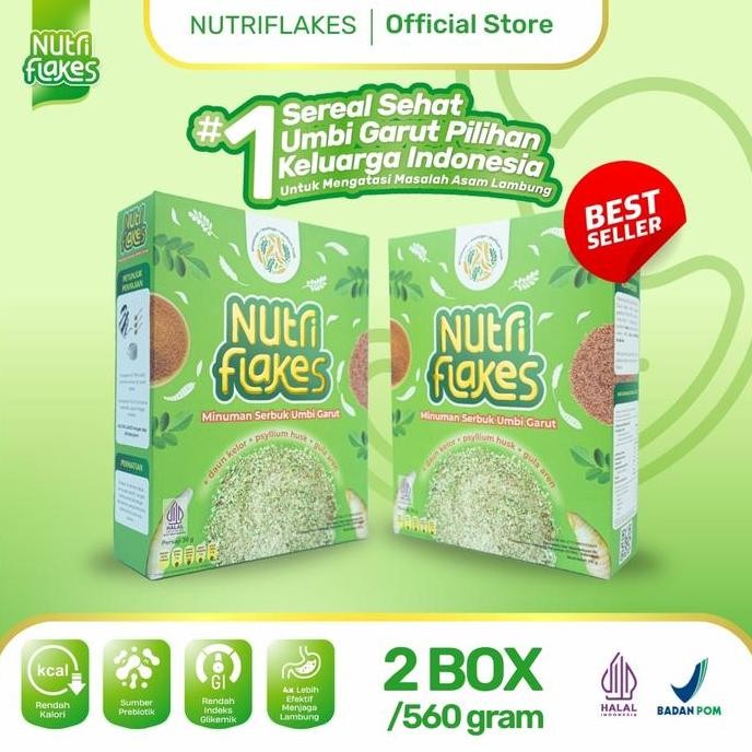 

Nutriflakes Sereal Umbi Garut Bantu Redakan Asam Lambung dan Gerd Paket 2 Box