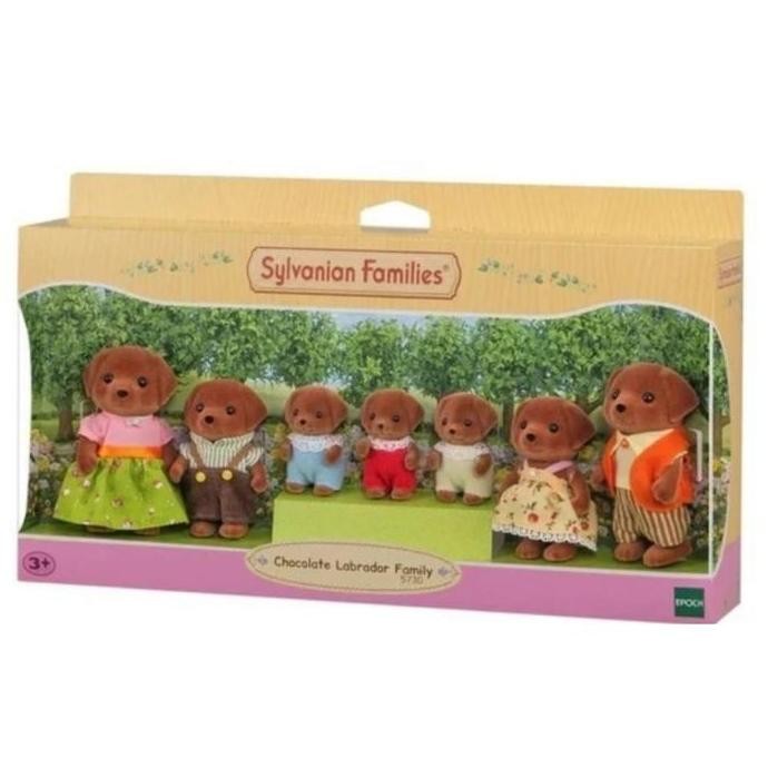 Sylvanian Friends Boneka Chocolate Labrador Family Isi 7 Figure Anjing