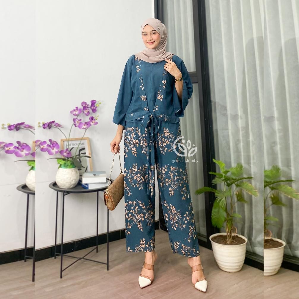 Kuke One Set Konoha Rayon Kombinasi Kekinian Nyaman Adem Gjk-25