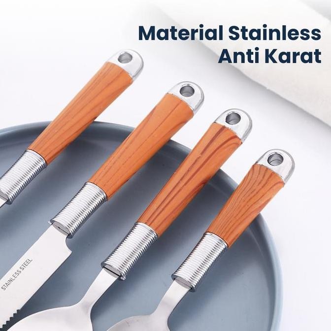 [ Livestyle] Sendok Makan Kayu Set Sendok Caspian 24Pcs Motif Pohon Kitchenware Allshop