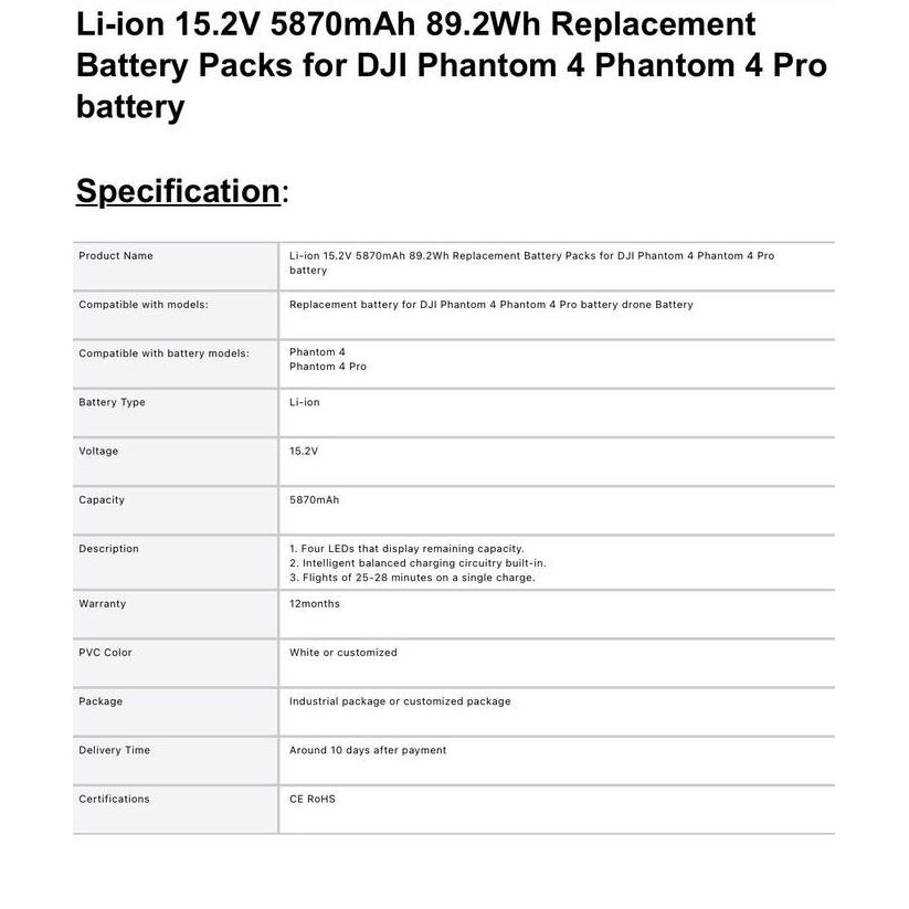 Battery Drone DJI Phantom 4 Pro - Garansi - Battery Batre