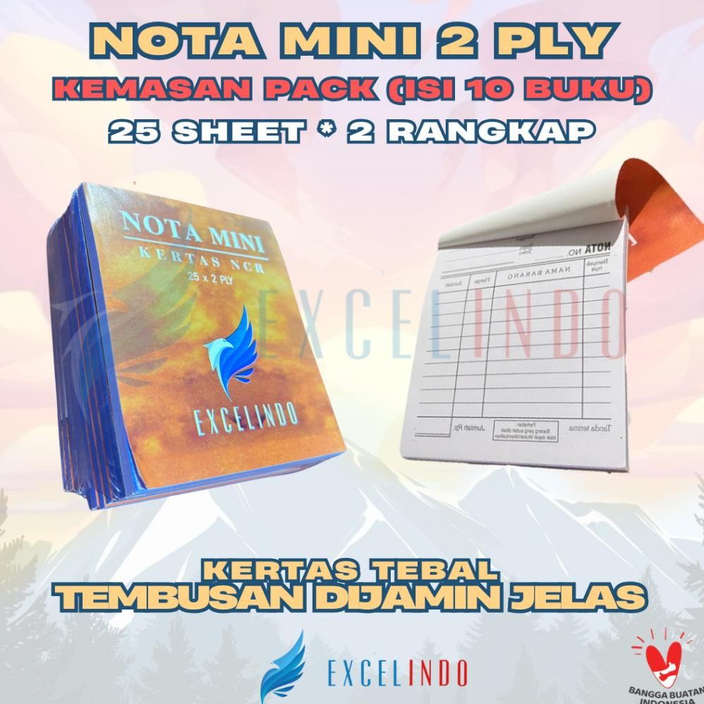 

Diskon (10 Buku/ 1 Pack) Excelindo Buku Nota Kontan 2 Ply Mini Ncr Nota Olshop Ukuran 90Mmx105Mm Lebih Hemat Promo