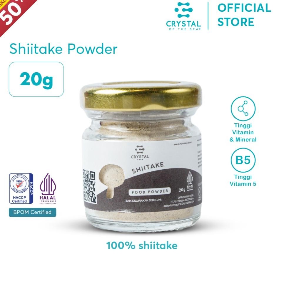

Crystal Farm Shiitake Bubuk Jamur Halal Bpom 20Gr Serbuk Tabur Mushroom Food Powder Kaldu Mpasi Non Msg 097