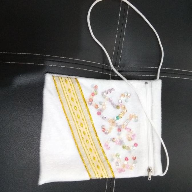 {{{{}}] tas kecil anak velboa putih sequin