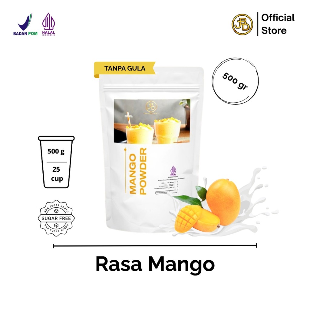 

JBD Premium Mango Powder Bubuk Minuman Rasa Mango Milkshake 500gram BPOM Halal